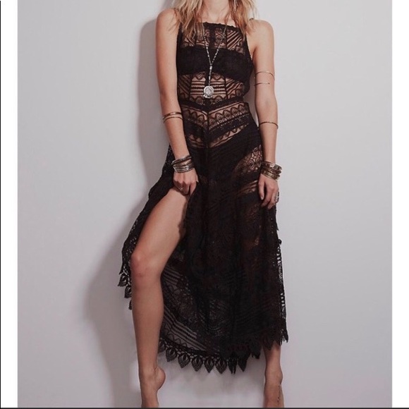 FREE PEOPLE Mitered Meadows Lace Apron Dress NWT - Picture 5 of 7